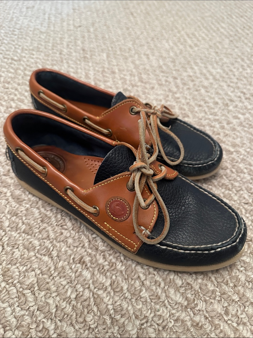 Dooney & Bourke Black and Brown Leather Moccasin Loafers